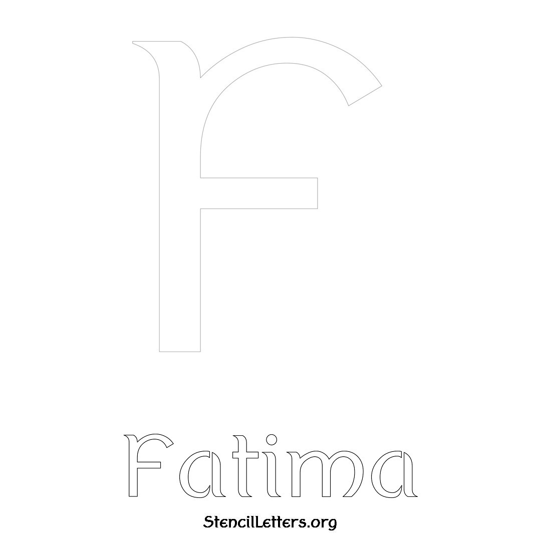 Fatima printable name initial stencil in Ancient Lettering