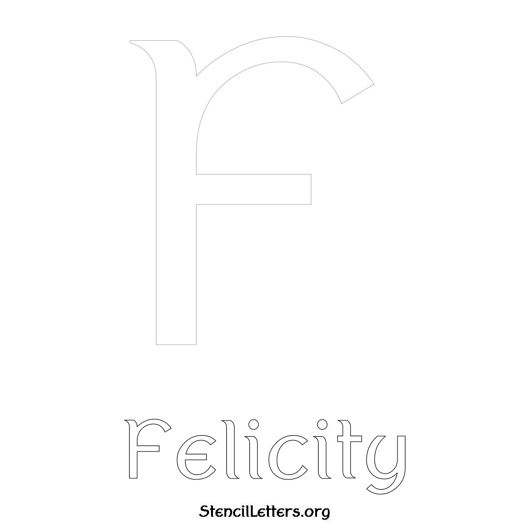Felicity printable name initial stencil in Ancient Lettering