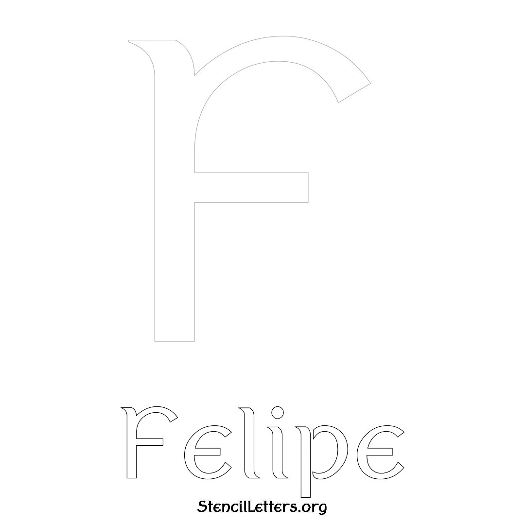 Felipe printable name initial stencil in Ancient Lettering