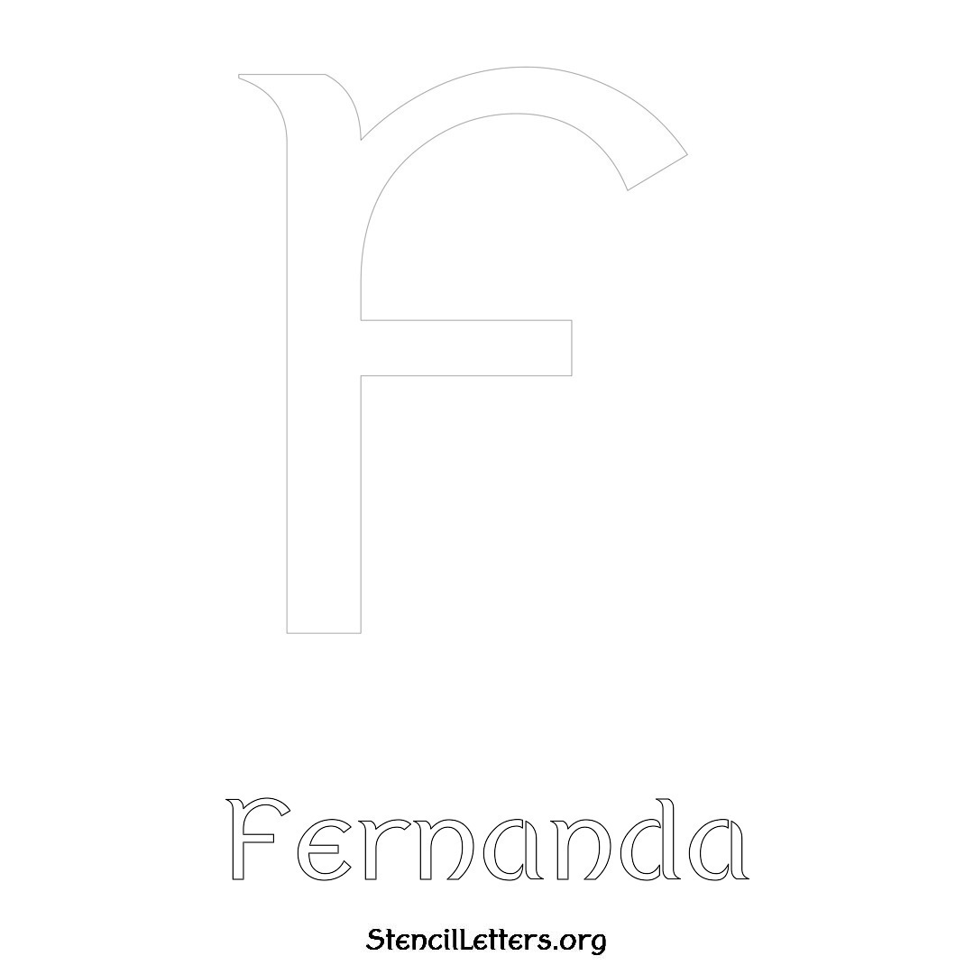 Fernanda printable name initial stencil in Ancient Lettering