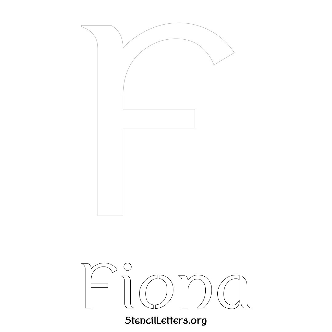 Fiona printable name initial stencil in Ancient Lettering