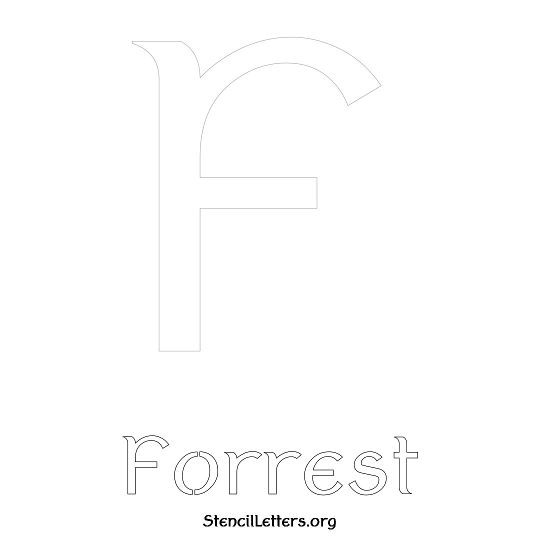 Forrest printable name initial stencil in Ancient Lettering