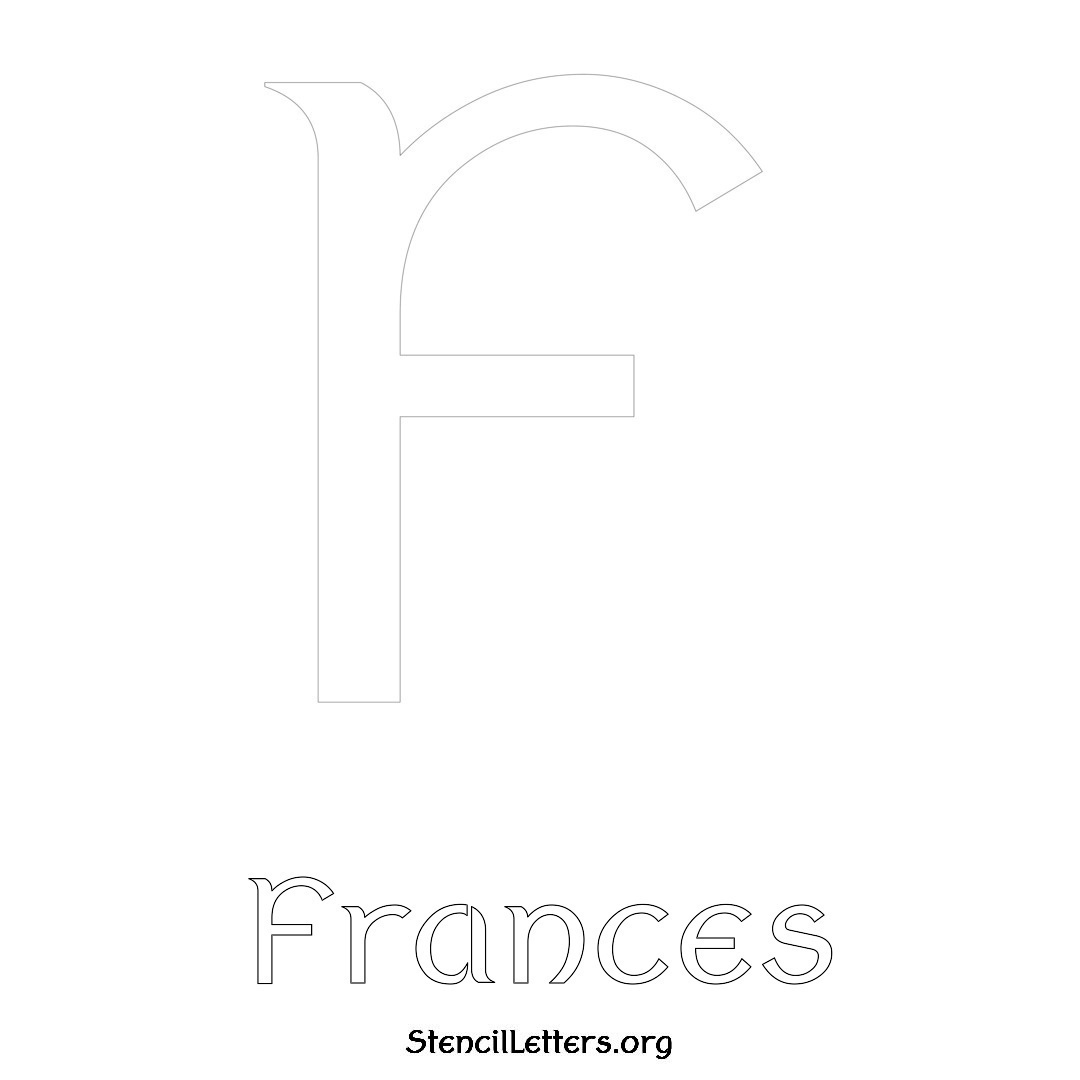 Frances printable name initial stencil in Ancient Lettering