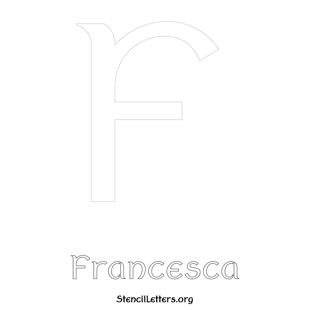 Francesca printable name initial stencil in Ancient Lettering