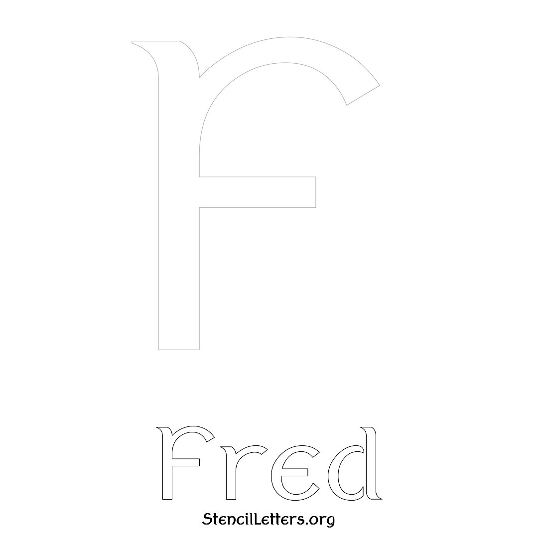 Fred printable name initial stencil in Ancient Lettering