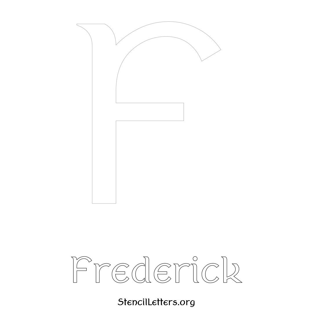 Frederick printable name initial stencil in Ancient Lettering