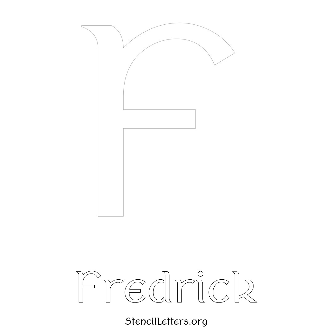 Fredrick printable name initial stencil in Ancient Lettering