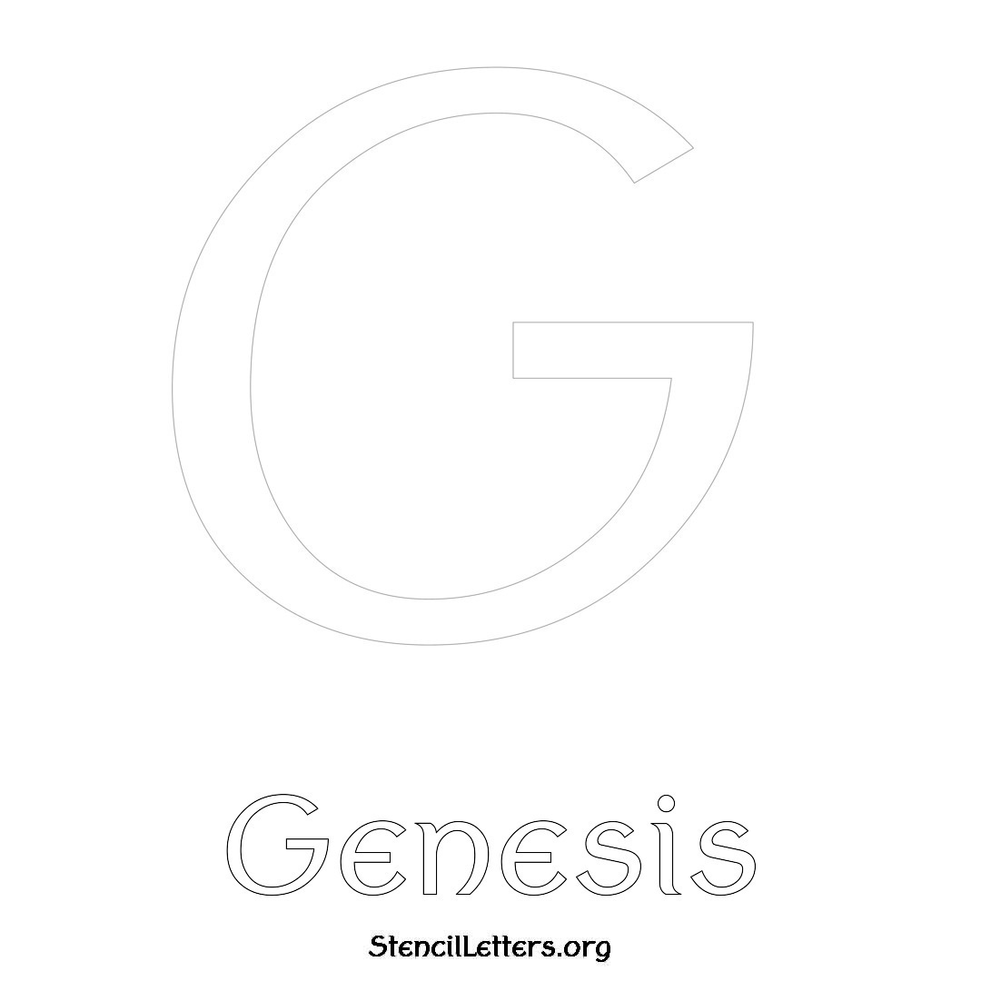 Genesis printable name initial stencil in Ancient Lettering