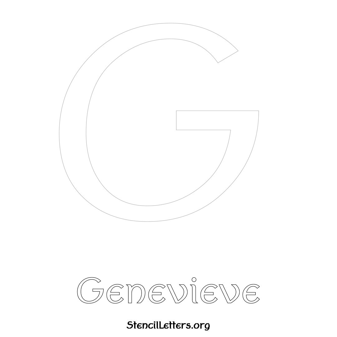 Genevieve printable name initial stencil in Ancient Lettering