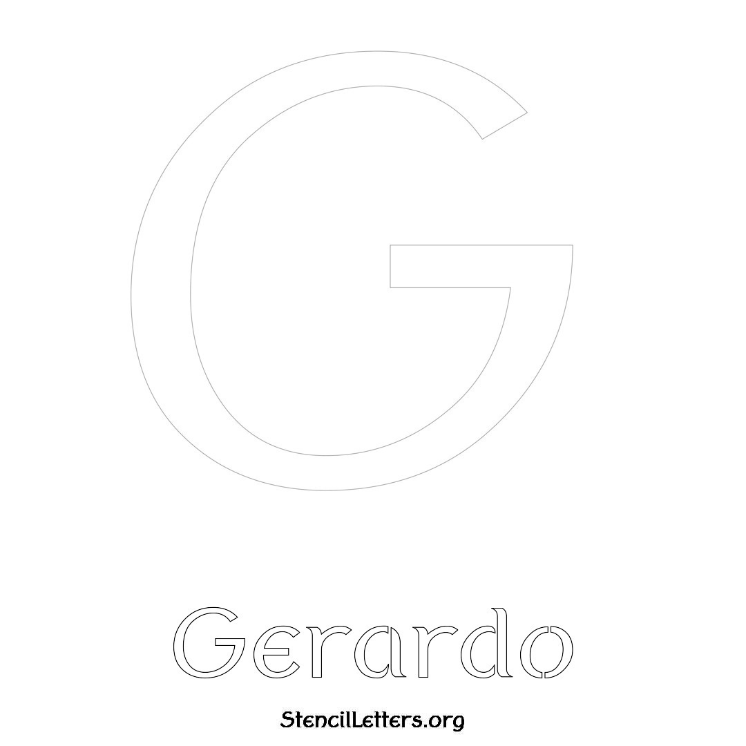 Gerardo printable name initial stencil in Ancient Lettering