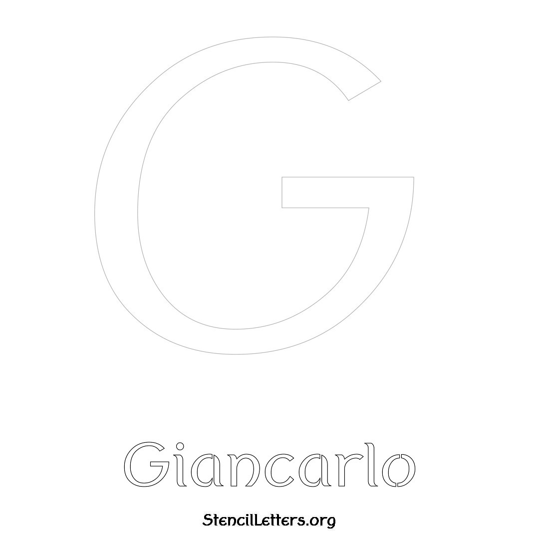 Giancarlo printable name initial stencil in Ancient Lettering