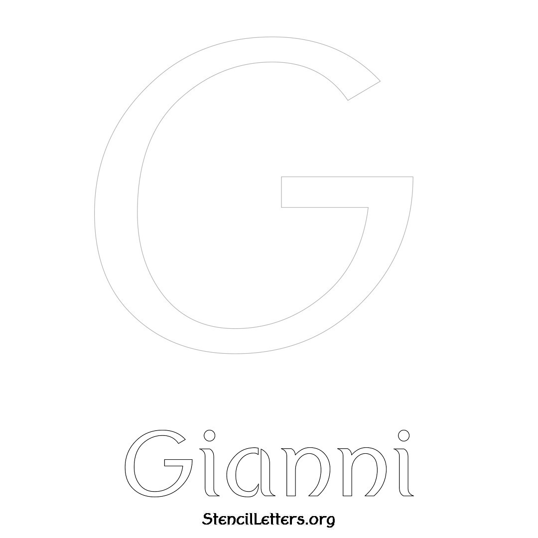 Gianni printable name initial stencil in Ancient Lettering