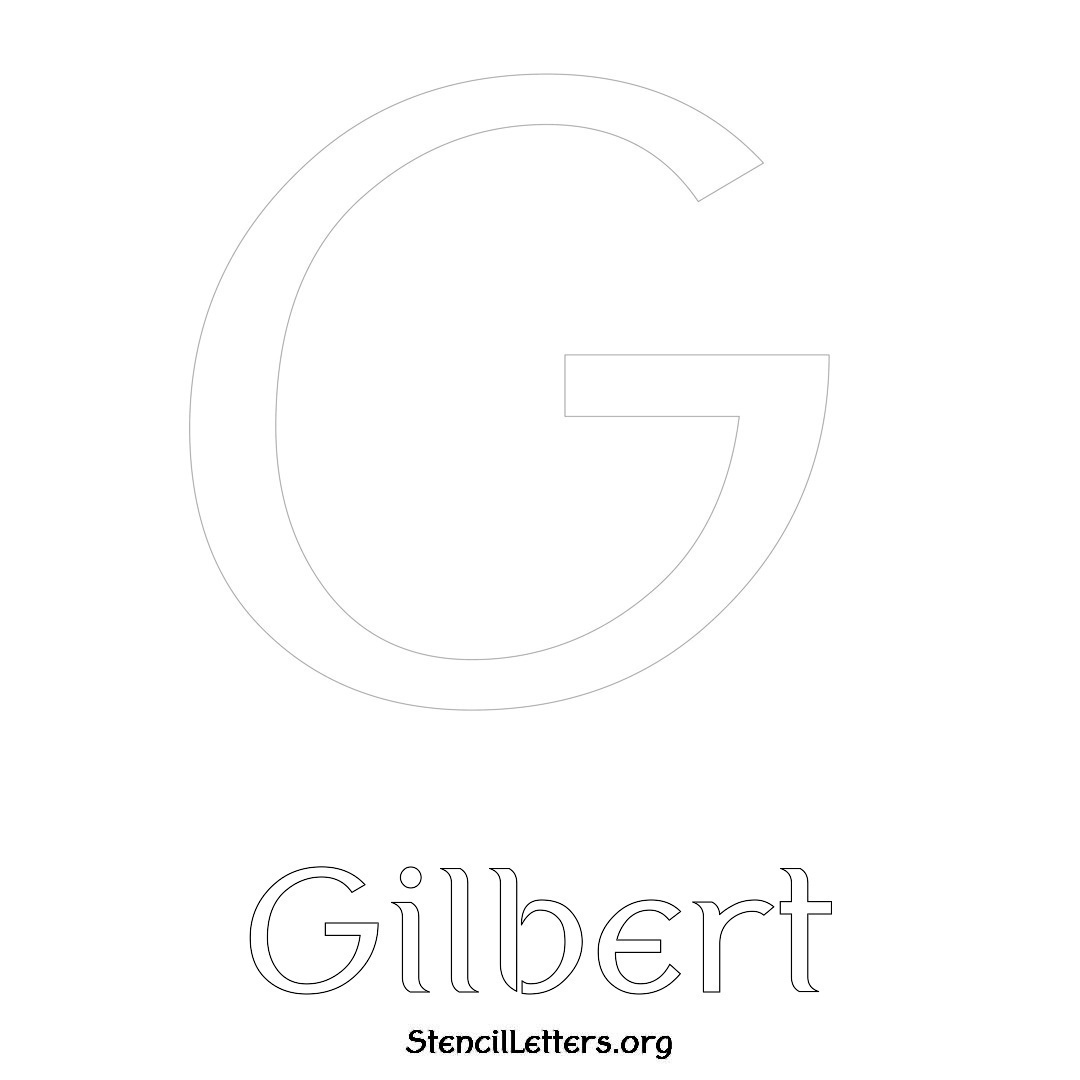 Gilbert printable name initial stencil in Ancient Lettering