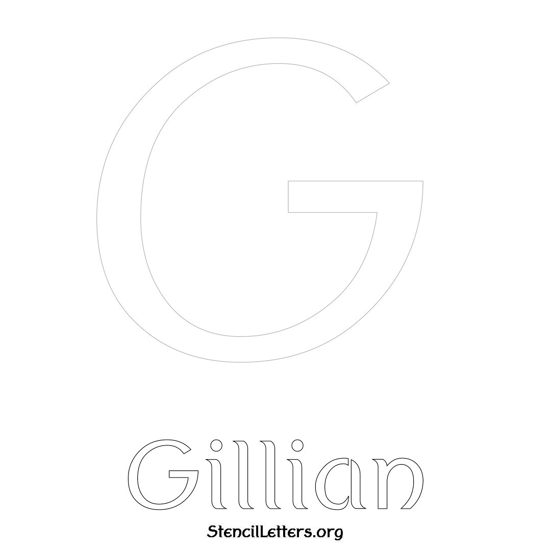 Gillian printable name initial stencil in Ancient Lettering