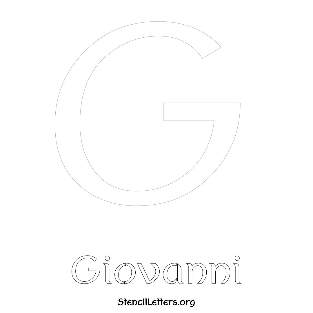 Giovanni printable name initial stencil in Ancient Lettering