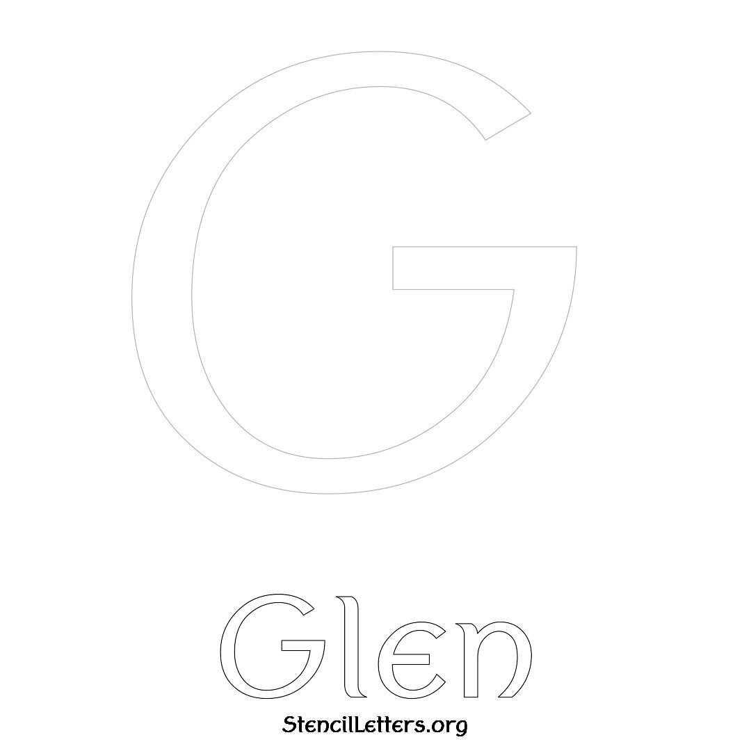Glen printable name initial stencil in Ancient Lettering