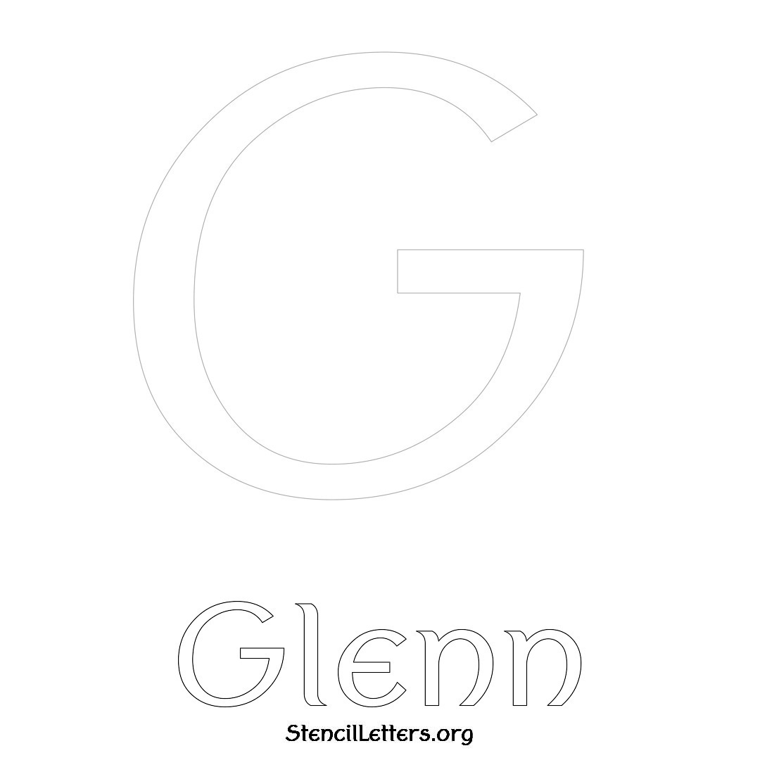 Glenn printable name initial stencil in Ancient Lettering