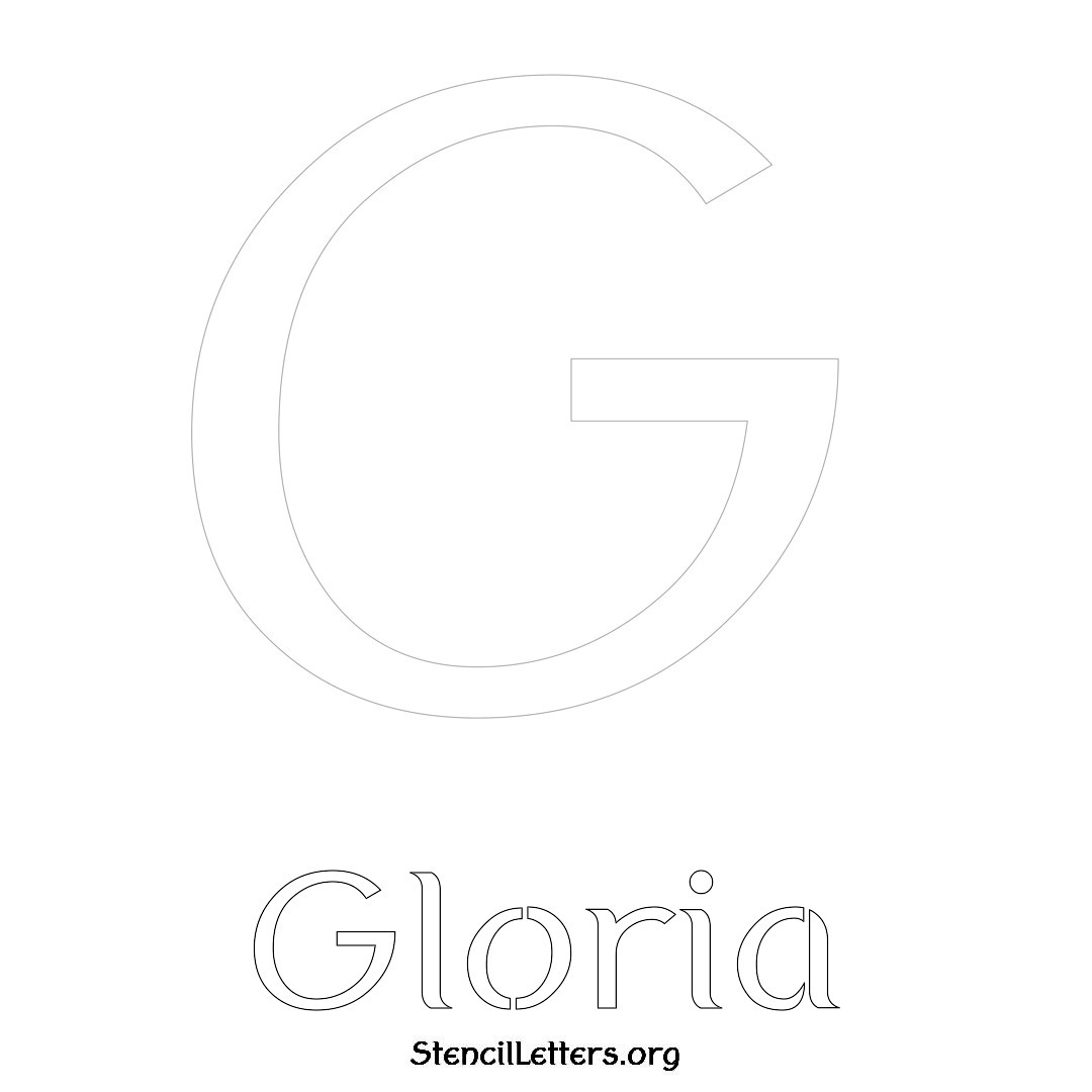 Gloria printable name initial stencil in Ancient Lettering