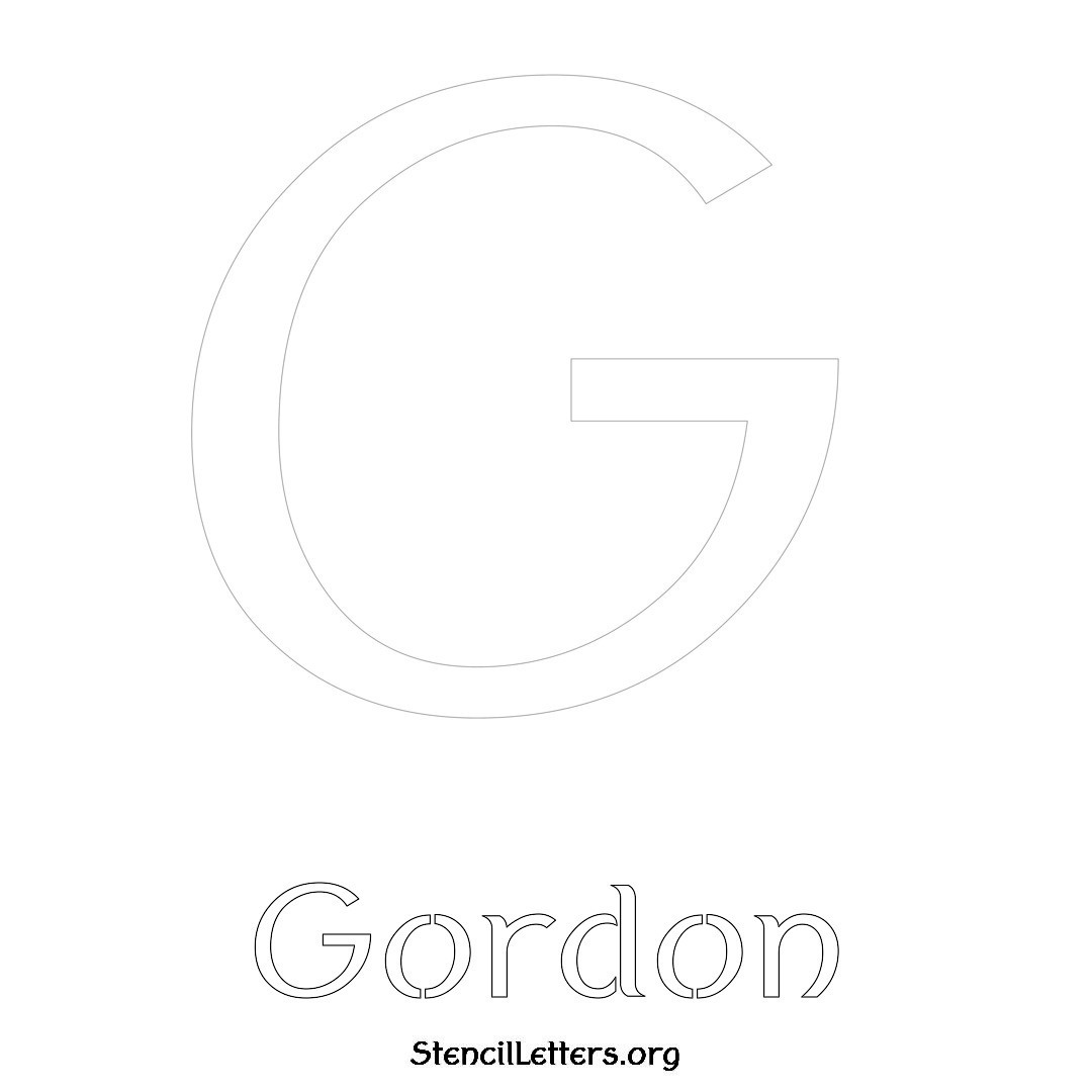 Gordon printable name initial stencil in Ancient Lettering
