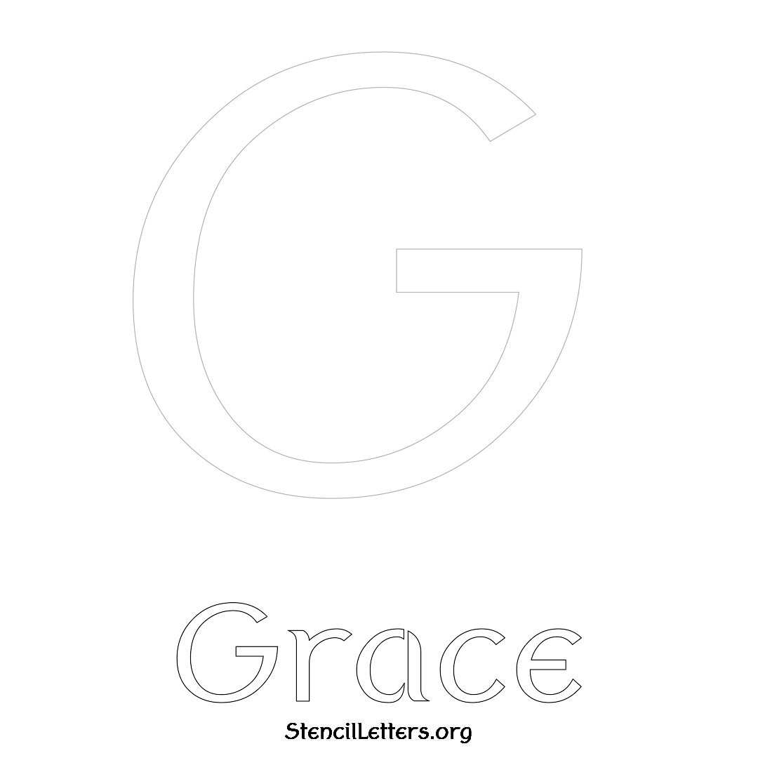 Grace printable name initial stencil in Ancient Lettering