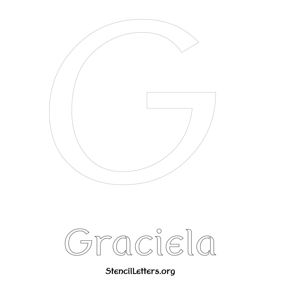 Graciela printable name initial stencil in Ancient Lettering