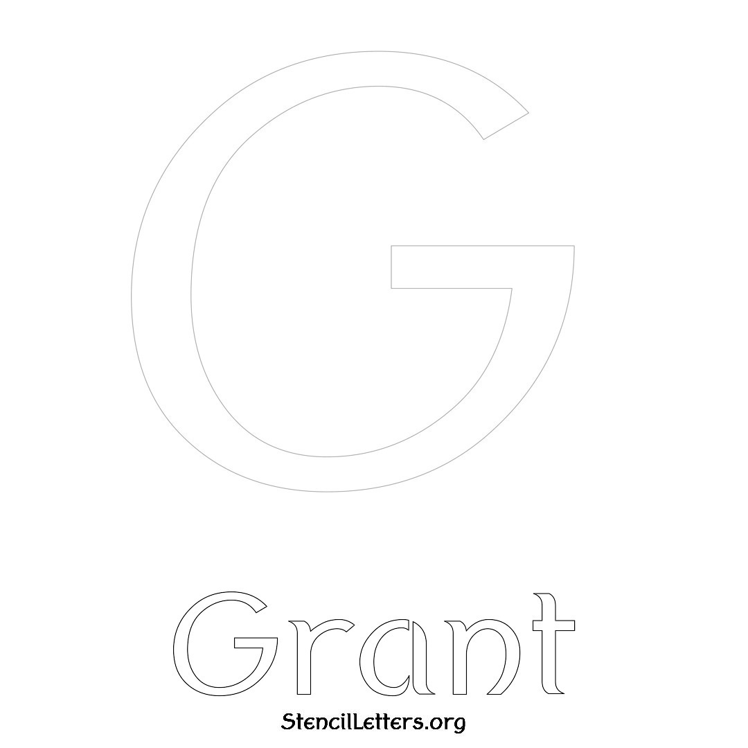 Grant printable name initial stencil in Ancient Lettering