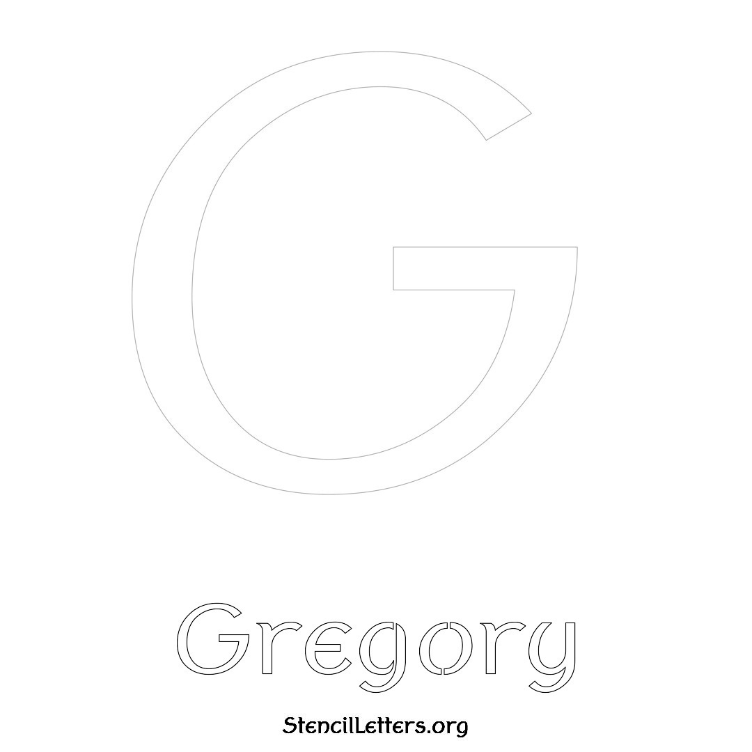 Gregory printable name initial stencil in Ancient Lettering