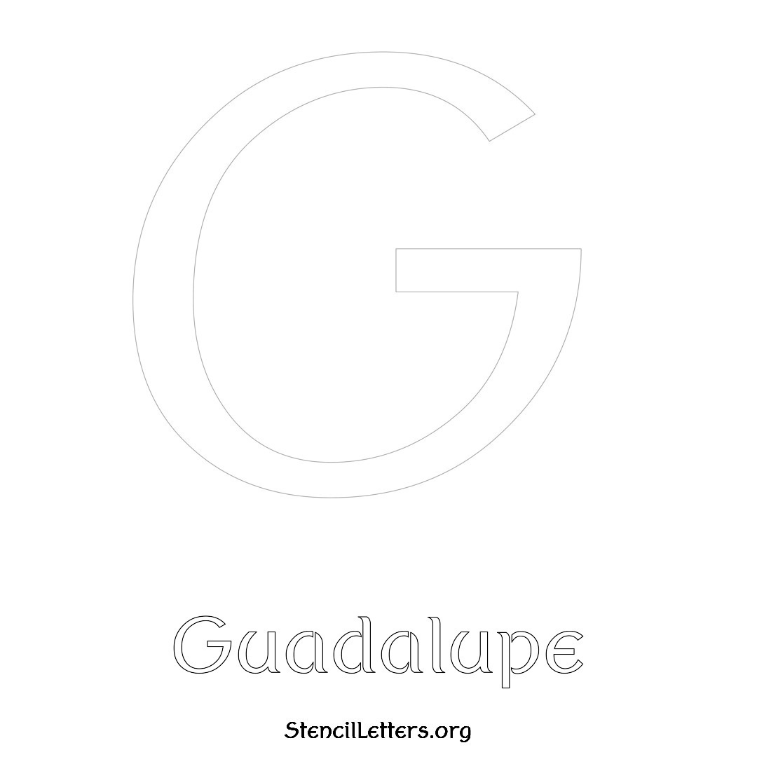 Guadalupe printable name initial stencil in Ancient Lettering