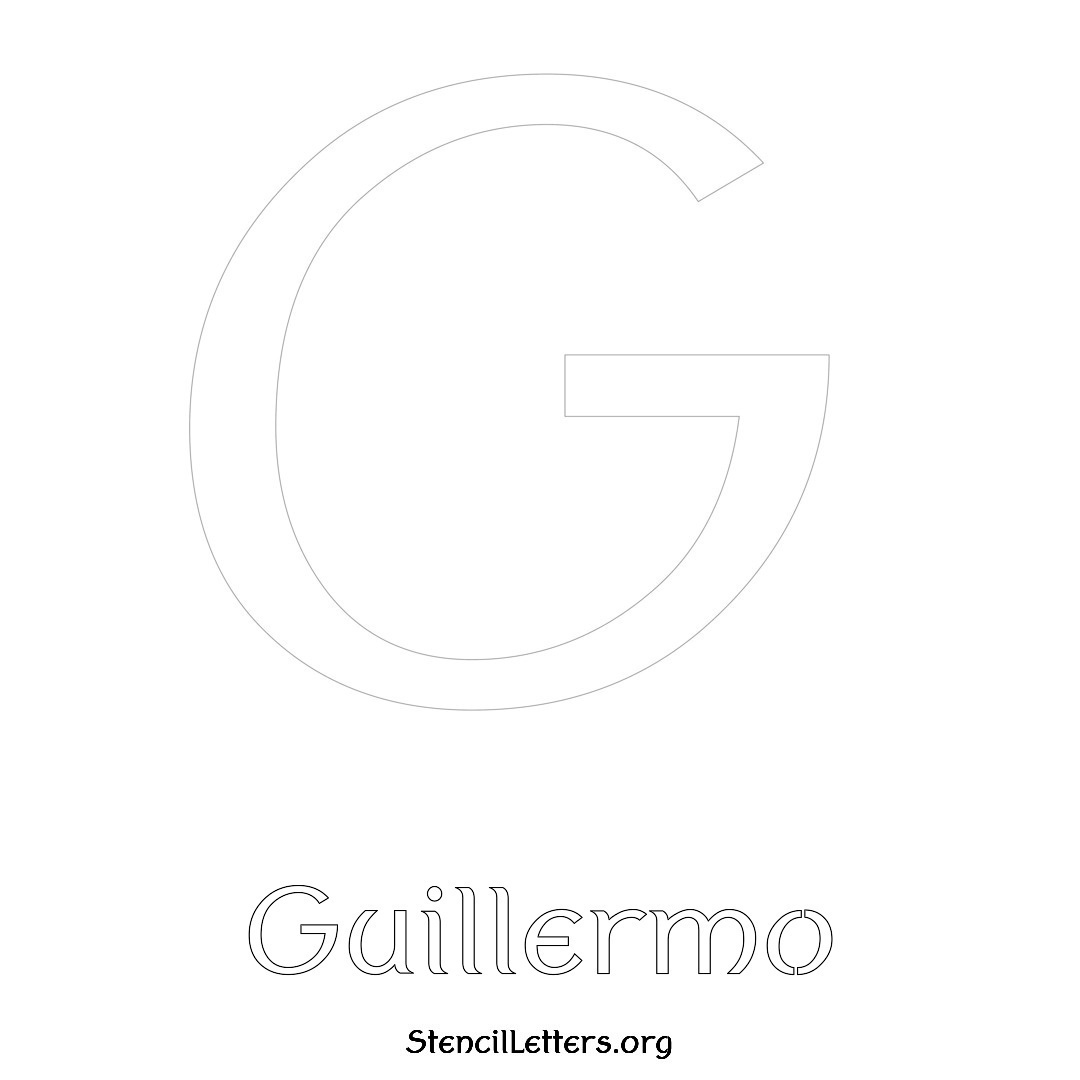 Guillermo printable name initial stencil in Ancient Lettering