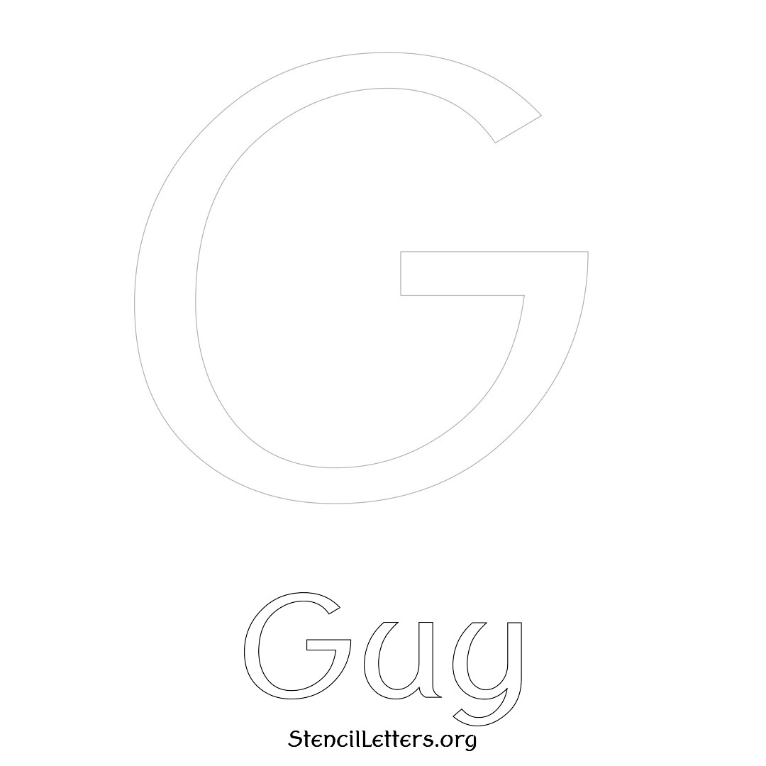 Guy printable name initial stencil in Ancient Lettering