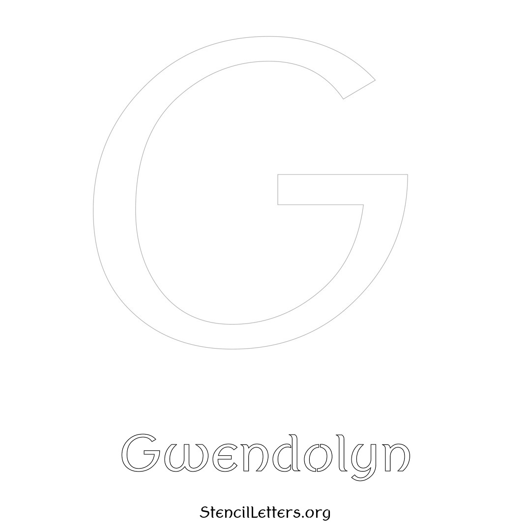 Gwendolyn printable name initial stencil in Ancient Lettering