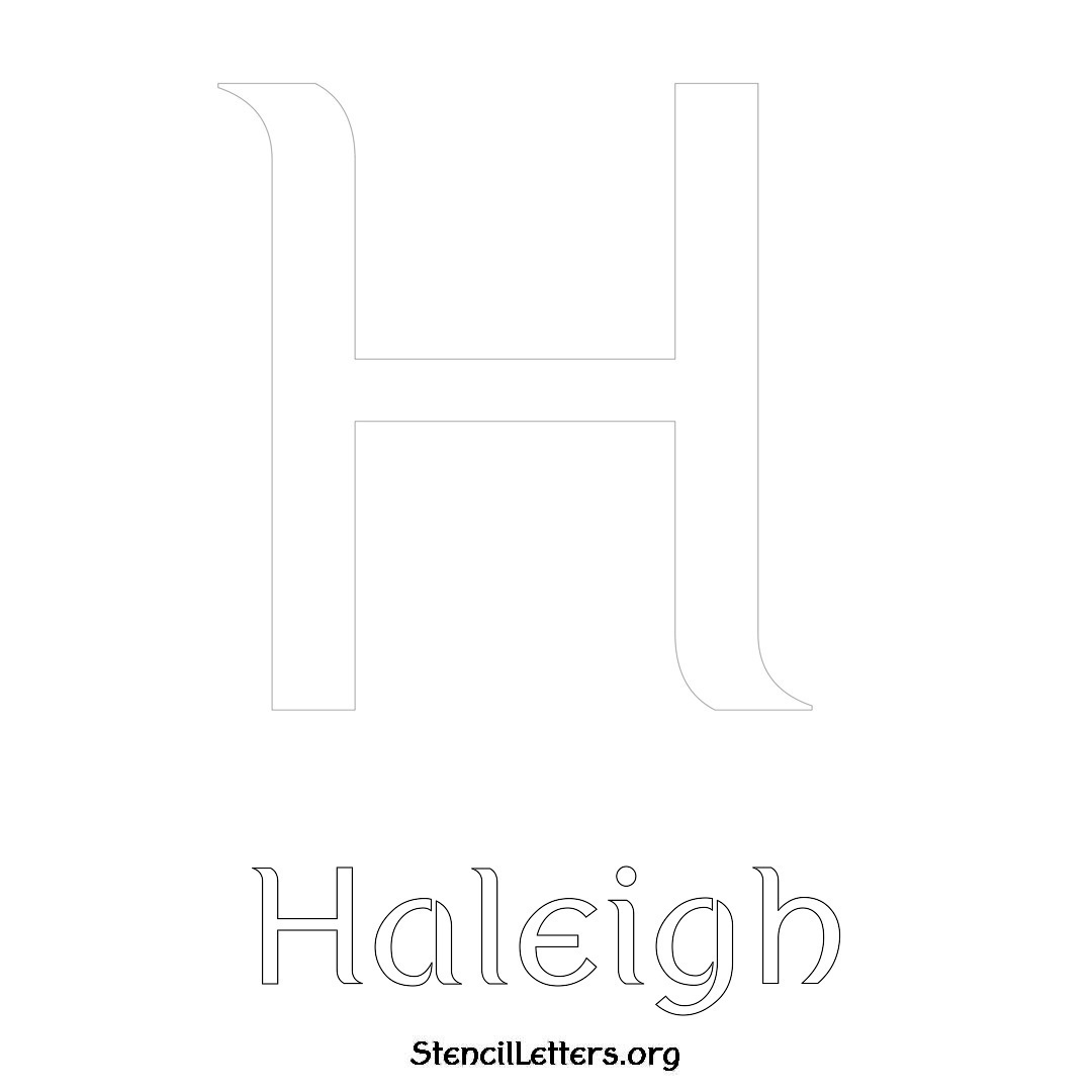 Haleigh printable name initial stencil in Ancient Lettering