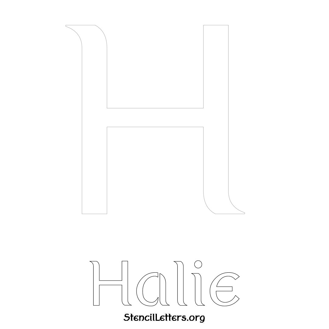 Halie printable name initial stencil in Ancient Lettering