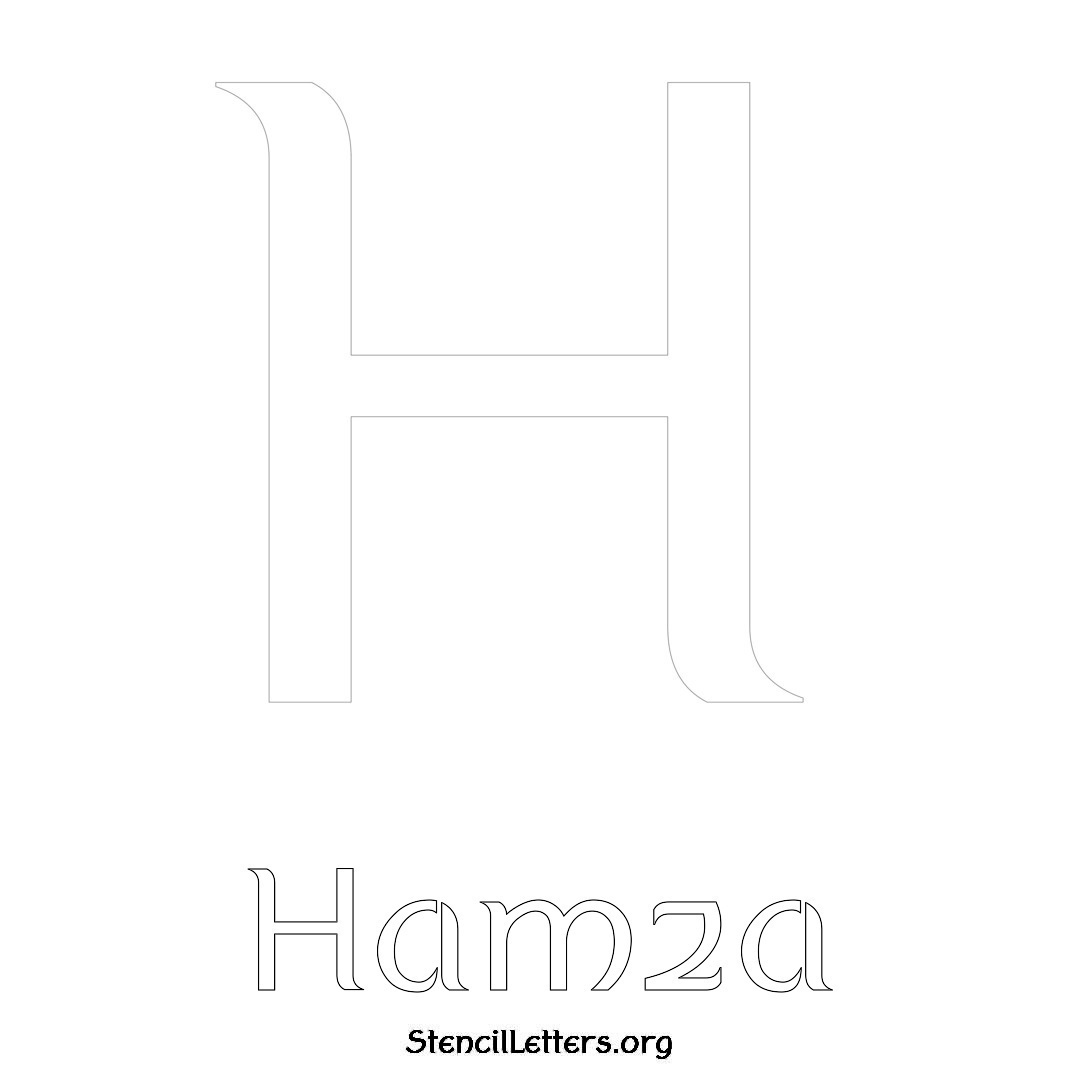Hamza printable name initial stencil in Ancient Lettering