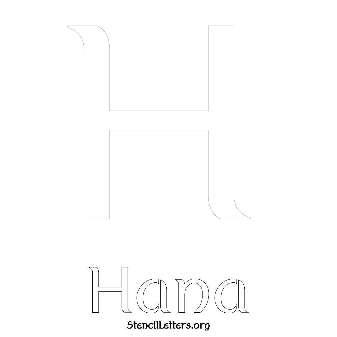 Hana printable name initial stencil in Ancient Lettering