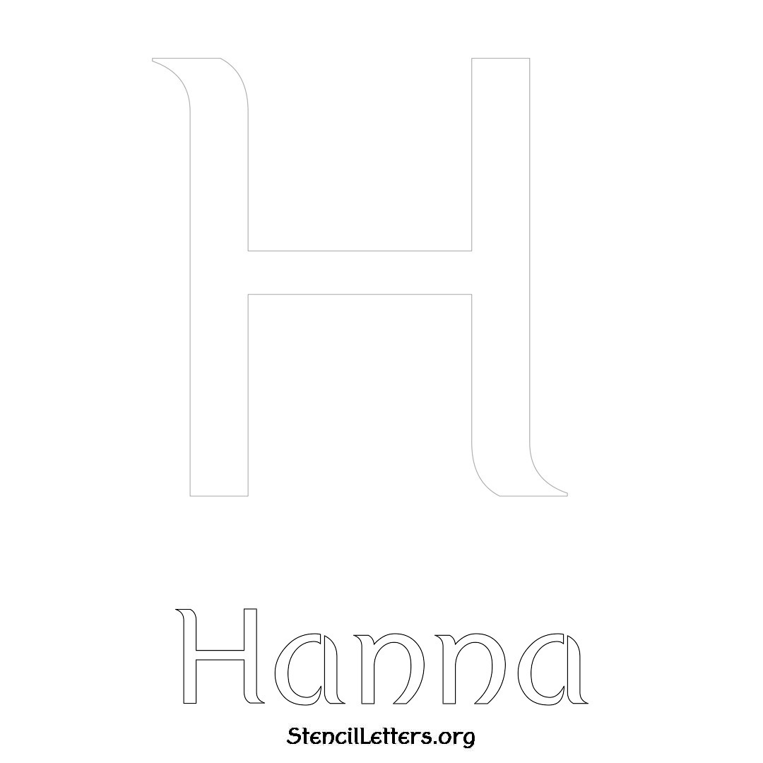 Hanna printable name initial stencil in Ancient Lettering