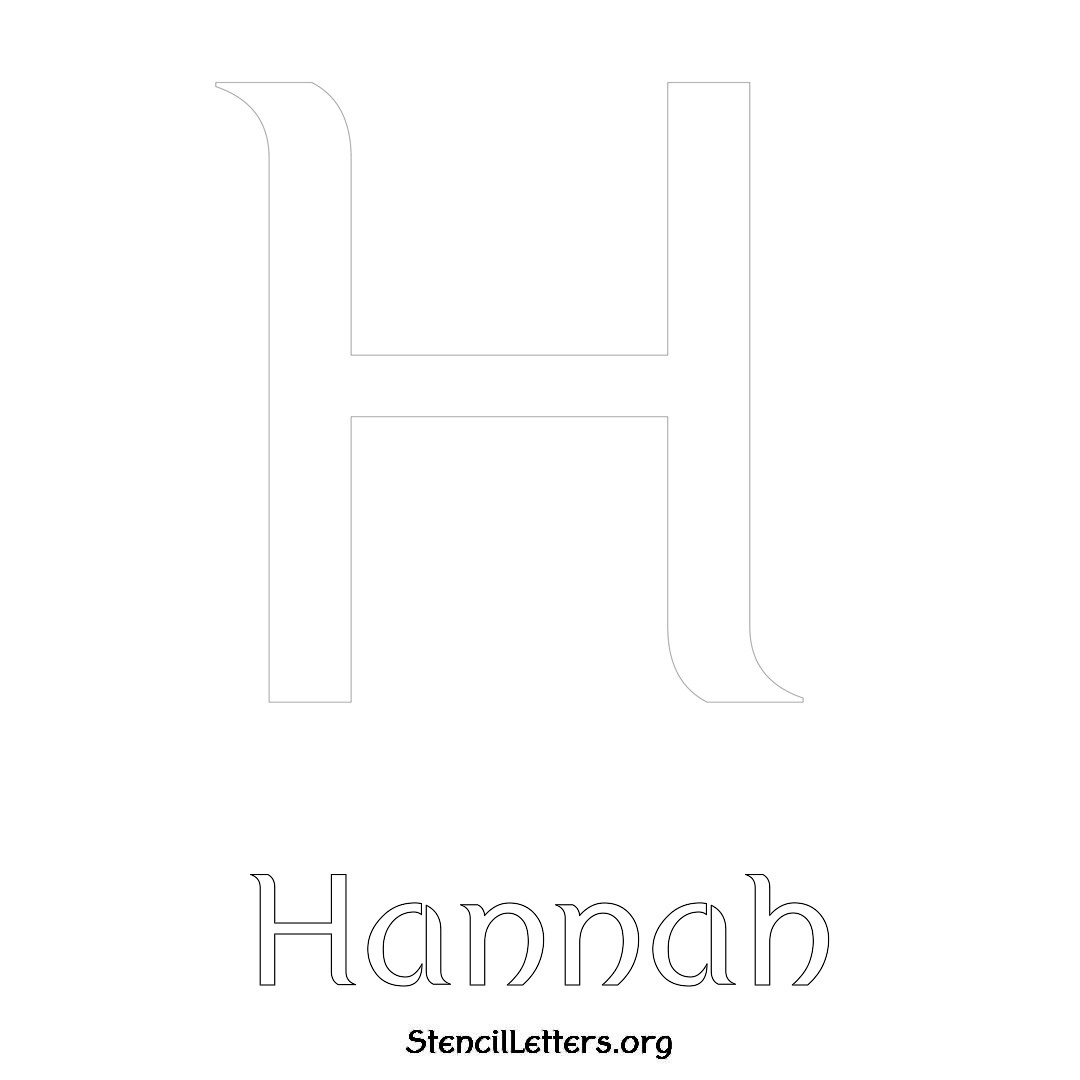 Hannah printable name initial stencil in Ancient Lettering