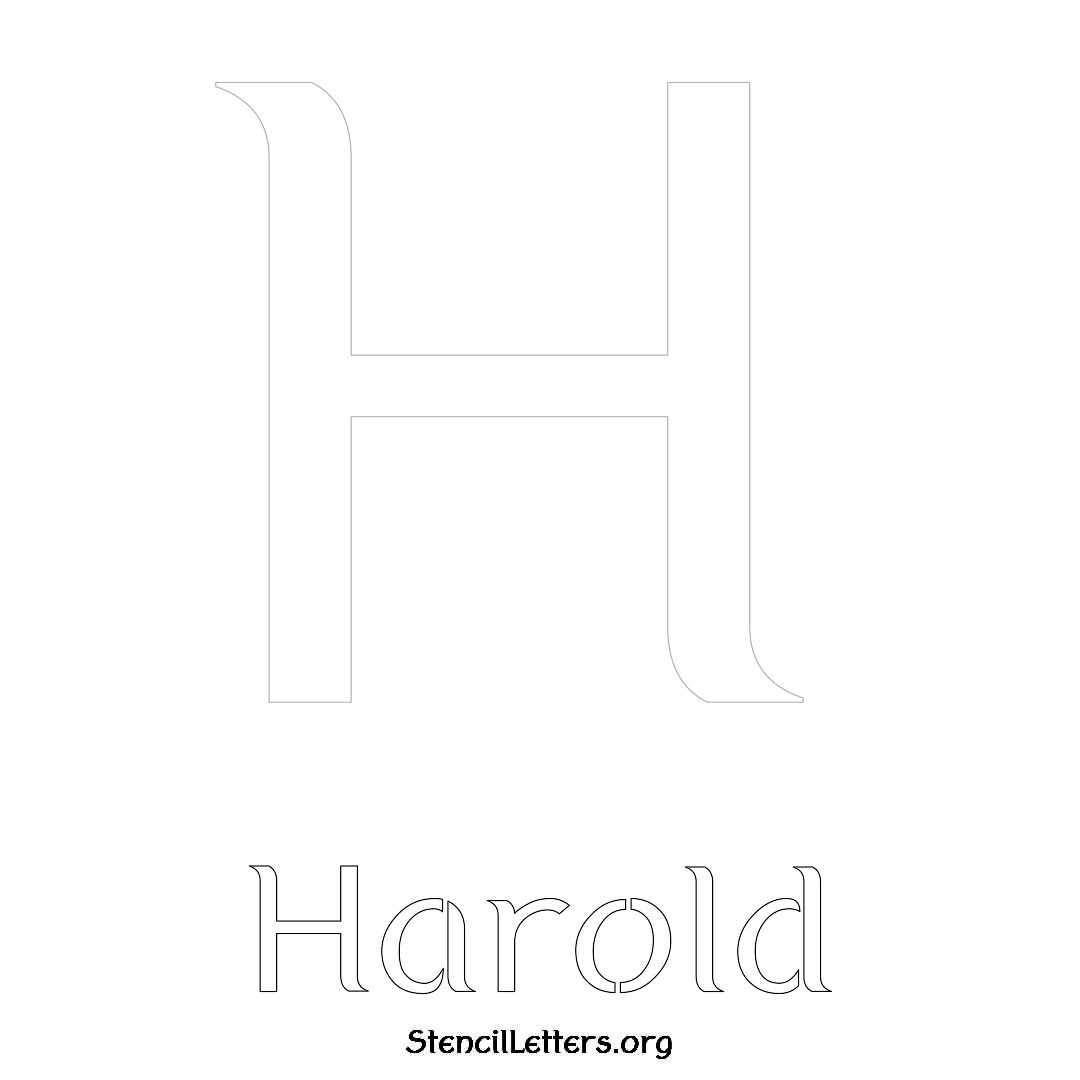 Harold printable name initial stencil in Ancient Lettering