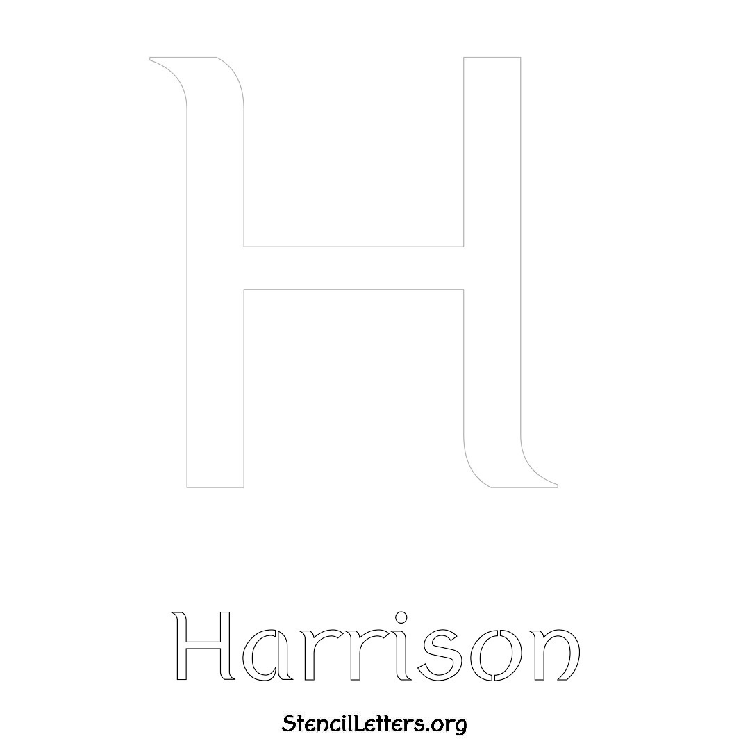 Harrison printable name initial stencil in Ancient Lettering