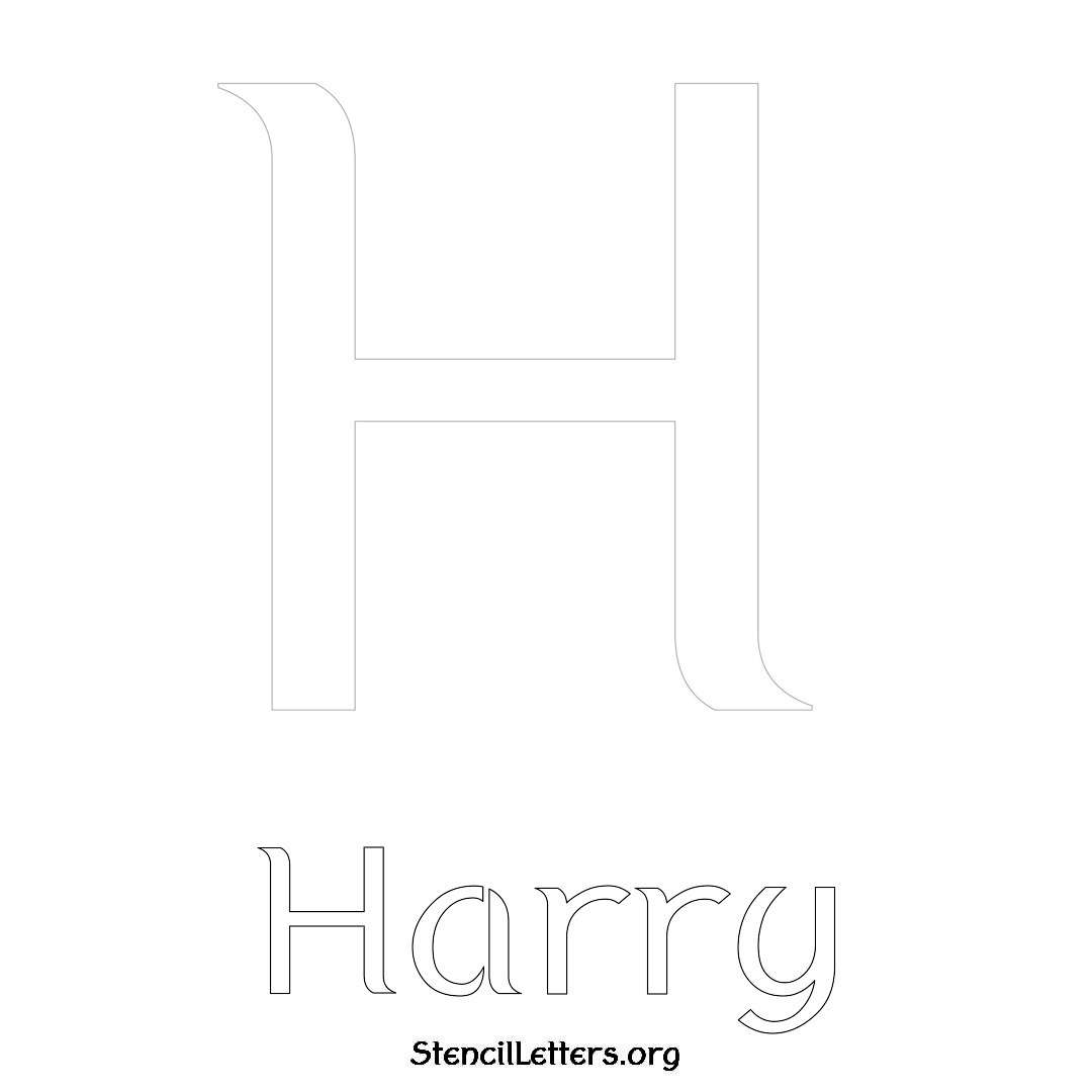 Harry printable name initial stencil in Ancient Lettering