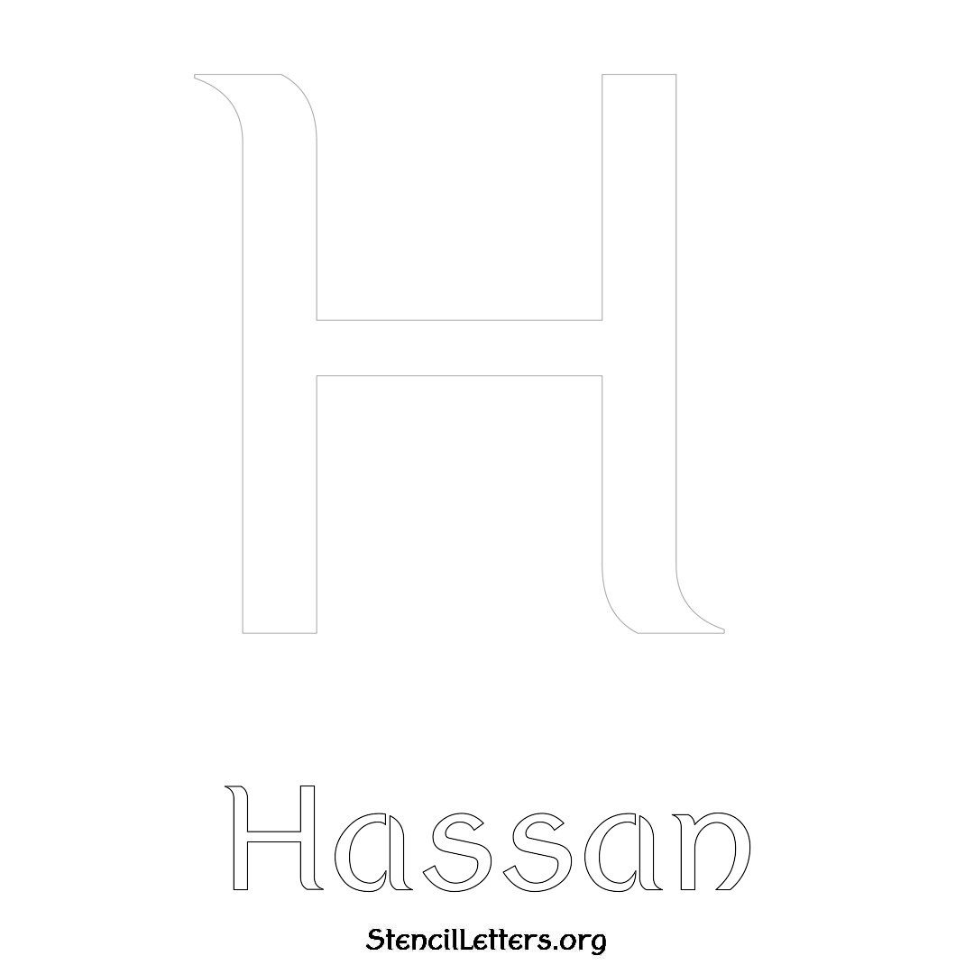 Hassan printable name initial stencil in Ancient Lettering