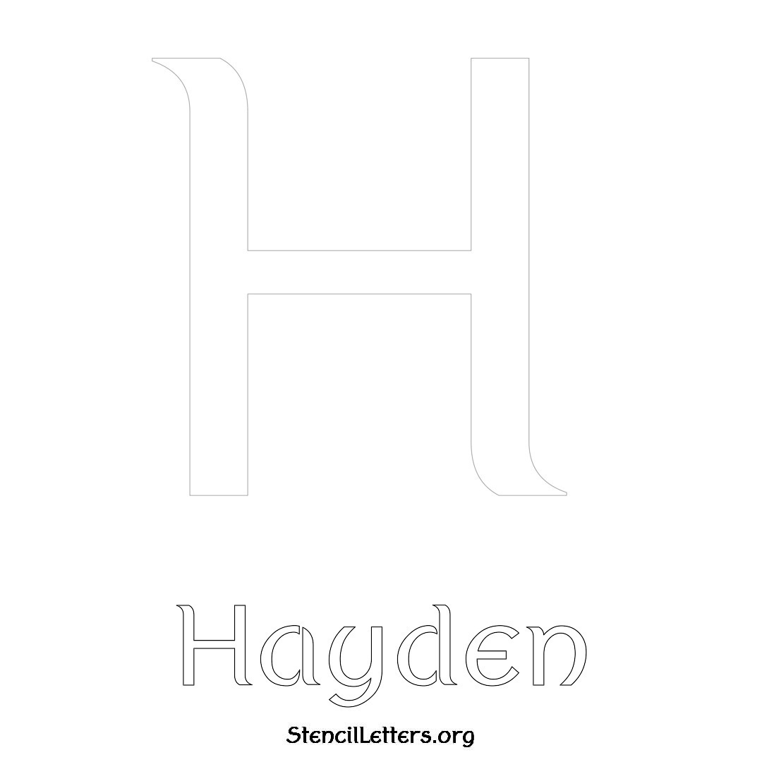 Hayden printable name initial stencil in Ancient Lettering