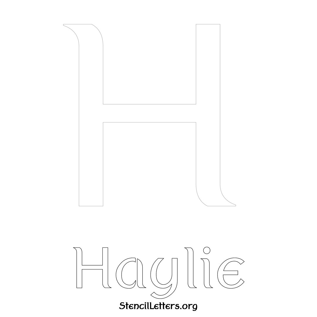 Haylie printable name initial stencil in Ancient Lettering