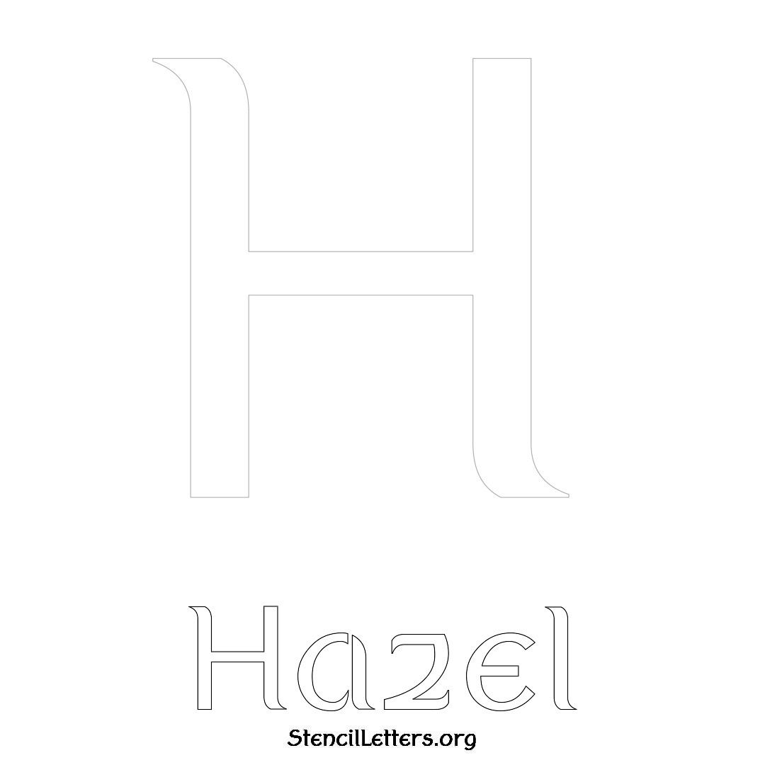 Hazel printable name initial stencil in Ancient Lettering
