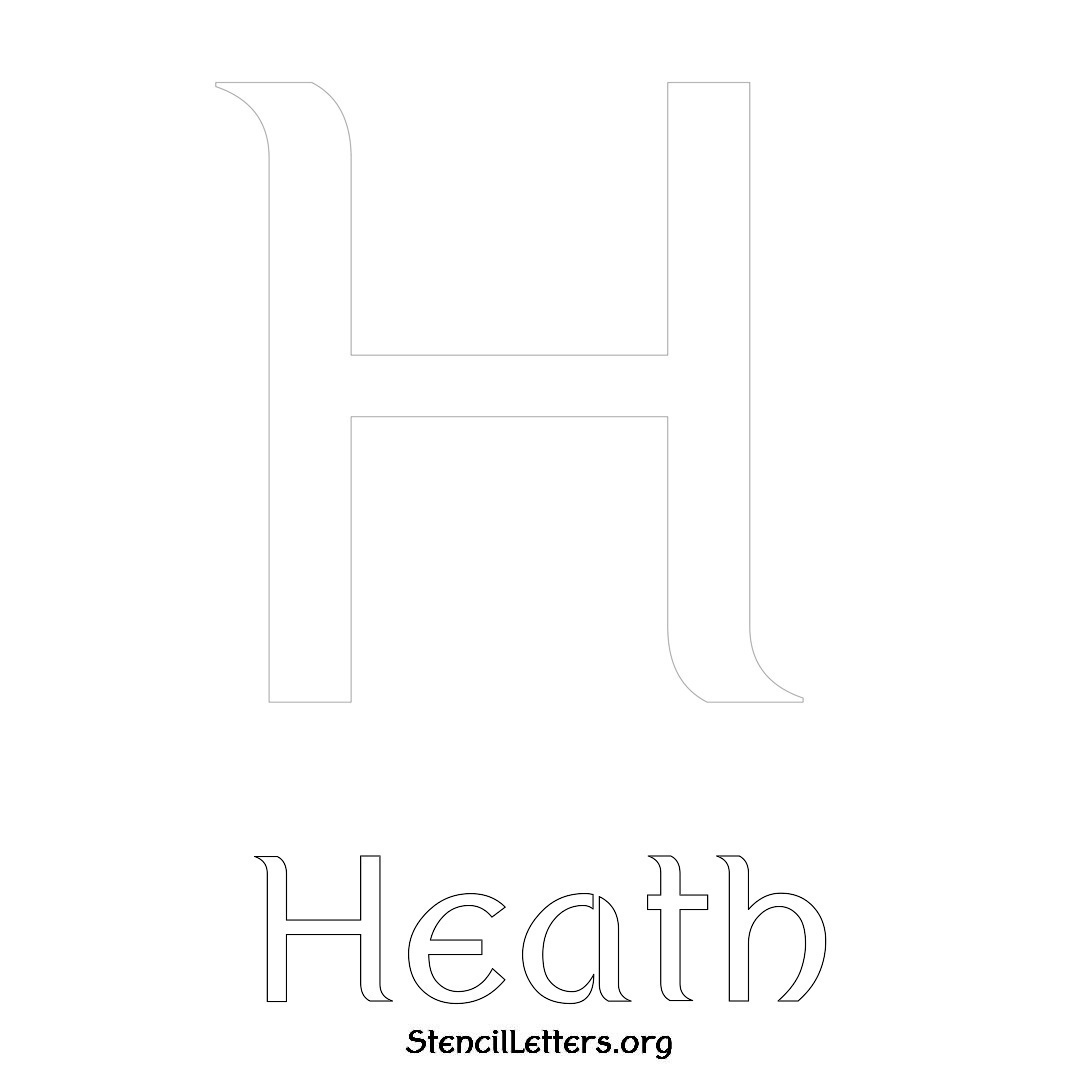 Heath printable name initial stencil in Ancient Lettering