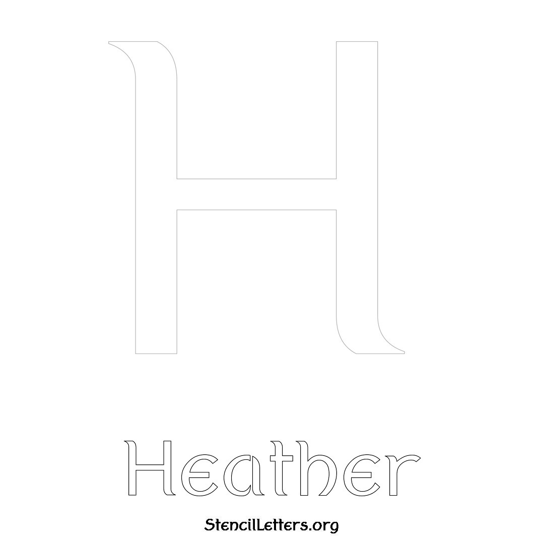 Heather printable name initial stencil in Ancient Lettering