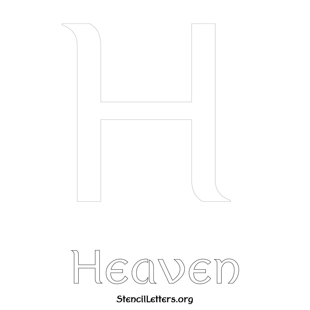 Heaven printable name initial stencil in Ancient Lettering