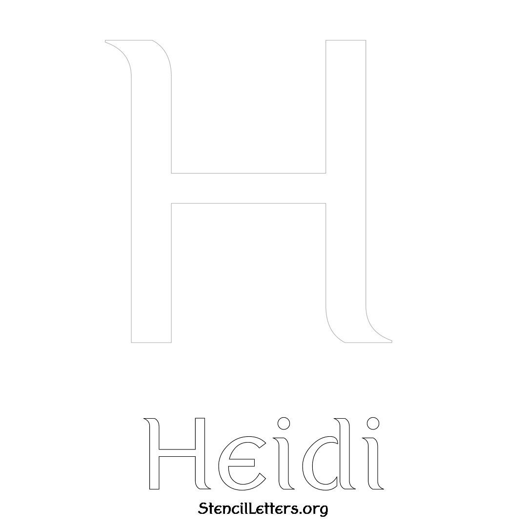 Heidi printable name initial stencil in Ancient Lettering