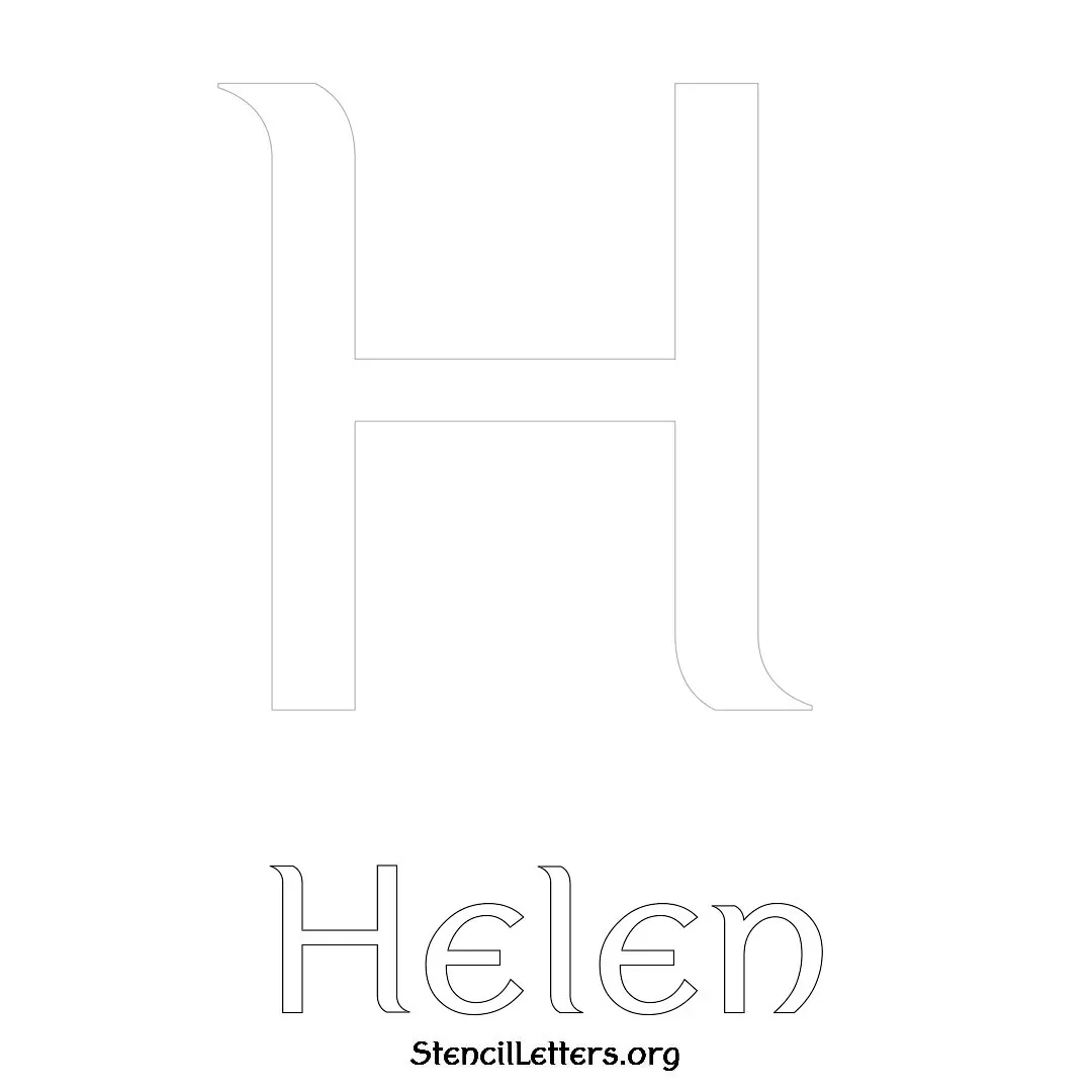 Helen Free Printable Name Stencils with 6 Unique Typography Styles and Lettering Bridges