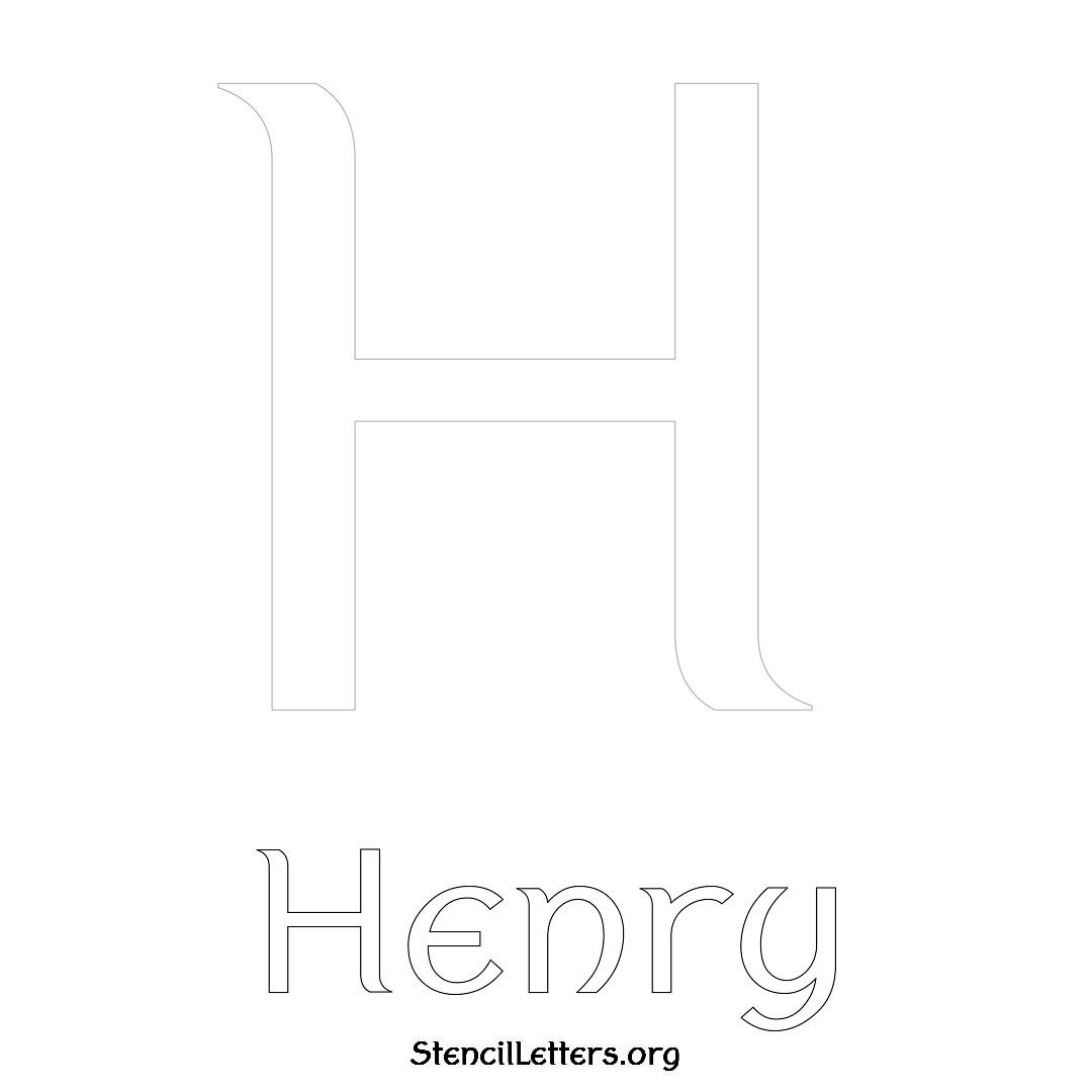 Henry printable name initial stencil in Ancient Lettering